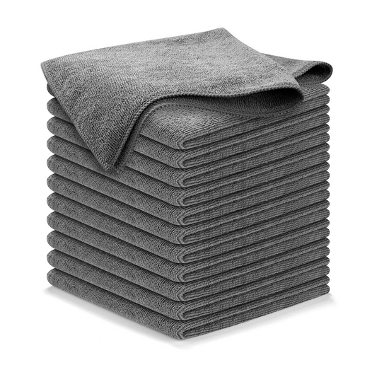 12-piece Set 40x 40cm 16-inch Microfiber Gray Towel For Wiping Cars