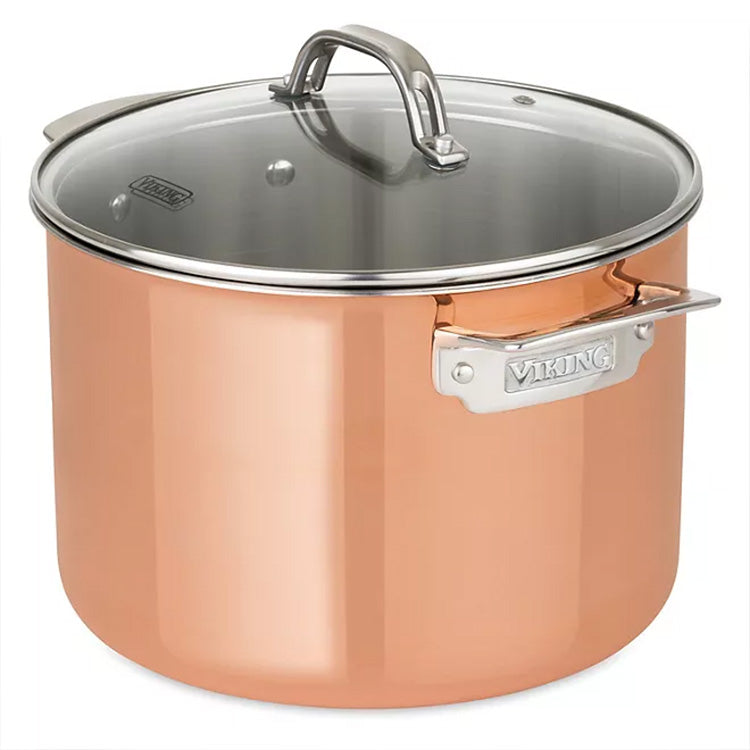 Viking Cookware Set - 10 Piece 3-Ply Hammered Copper Clad