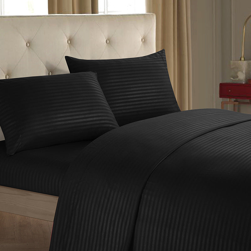 Plain Color Imitation Satin Striped Home Textile Four-piece Set Simple Bedding Set Multi-color Optional