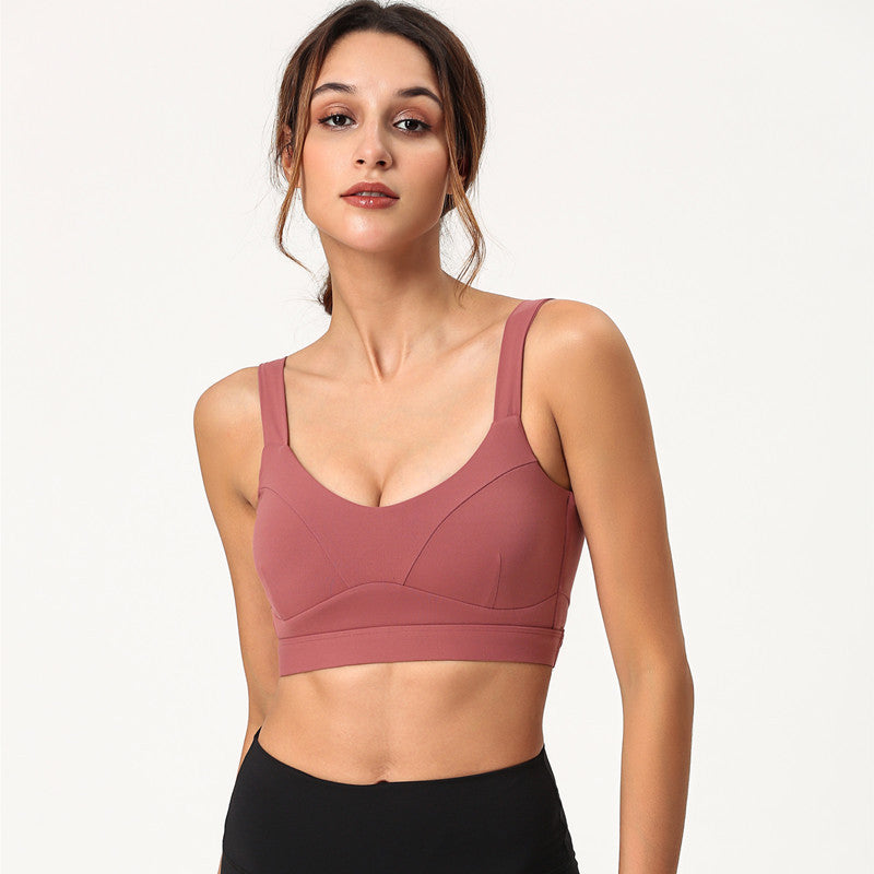 Shockproof gathered sports bra