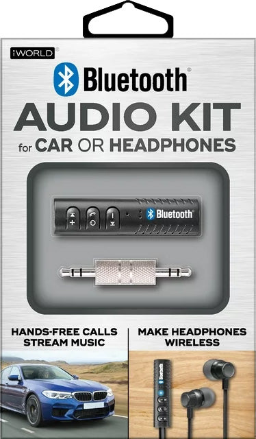 iWorld Bluetooth Wireless Audio Car Kit - black 3.5mm AUX to Bluetooth Adapter