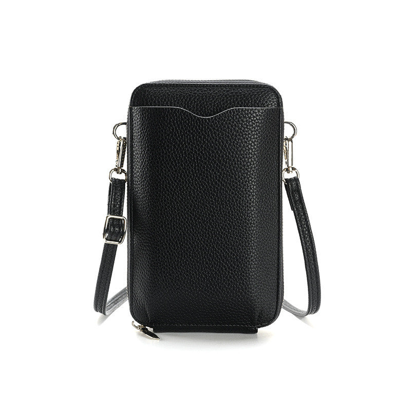 High-quality Lychee Pattern Mobile Phone Bags Women Small Crossbody Shoulder Bag Long Wallet