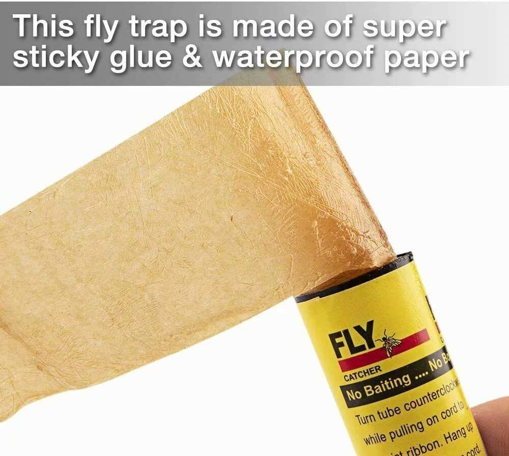 16 INSECT BUG FLY GLUE PAPER CATCHER TRAP RIBBON TAPE STRIP STICKY FLIES ROLLS
