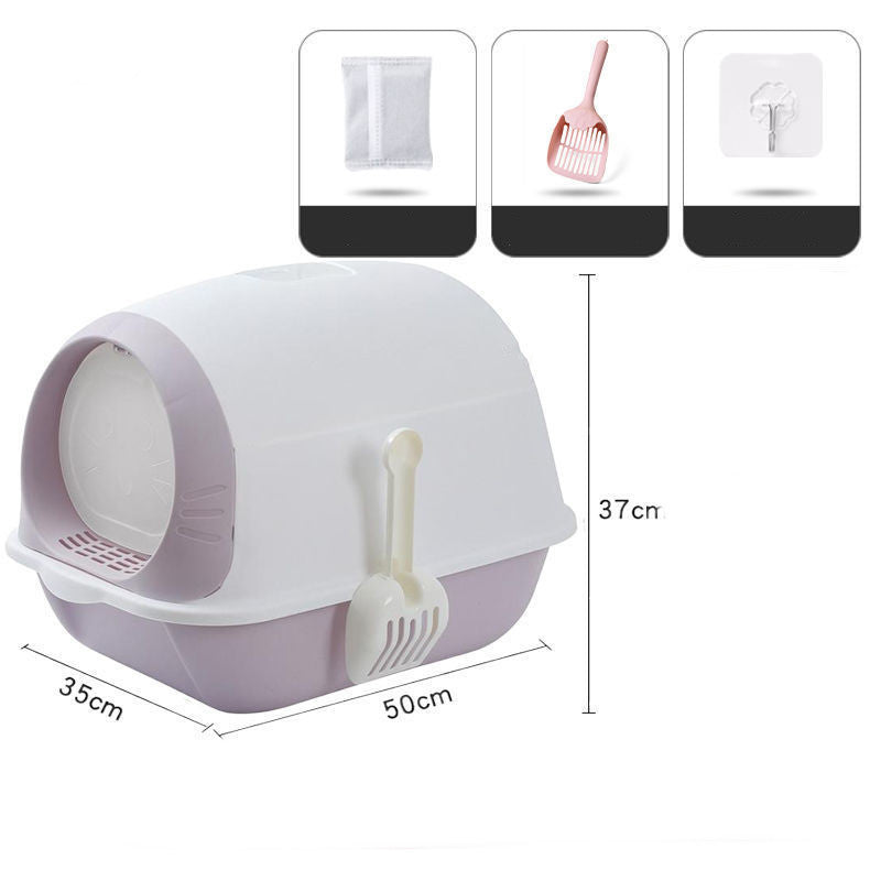 Elevated Semi-closed Litter Suction Deodorant Cat Toilet With Flip Cover