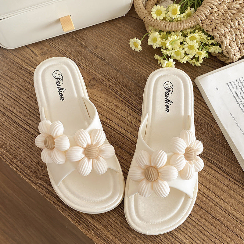 Wind Thick Bottom Sweet Fashion Vacation Flower Slippers