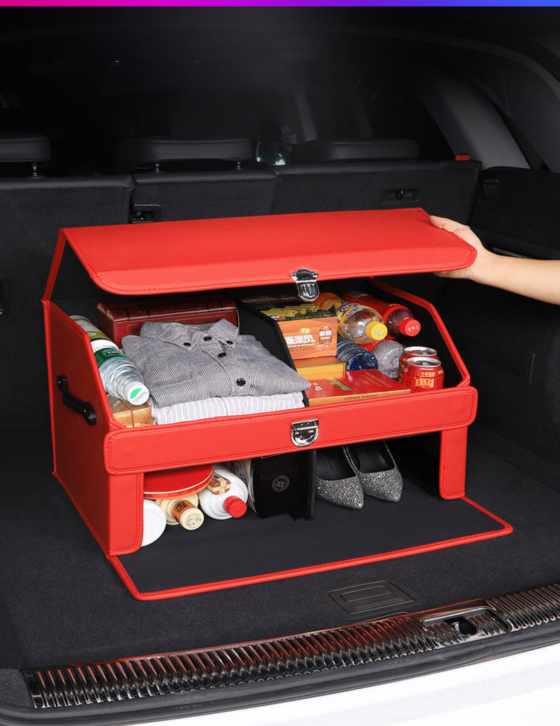 Leather Car Rear Trunk Organize Storage Box