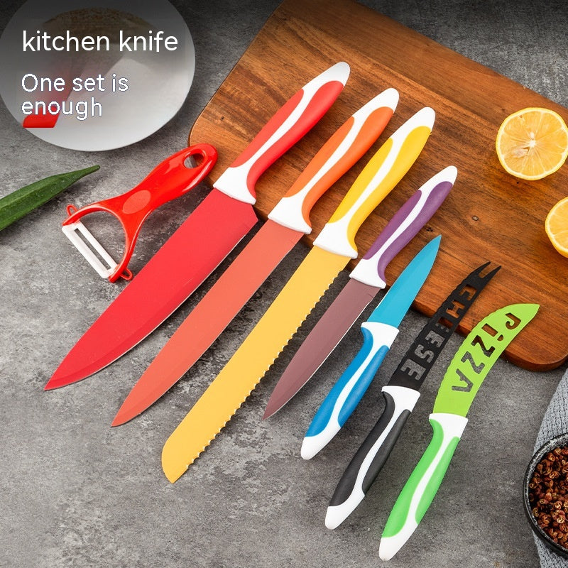 Stainless Steel 8-piece Knife Set Kitchen Household Macaron Color Gift Set Multi-purpose Knife